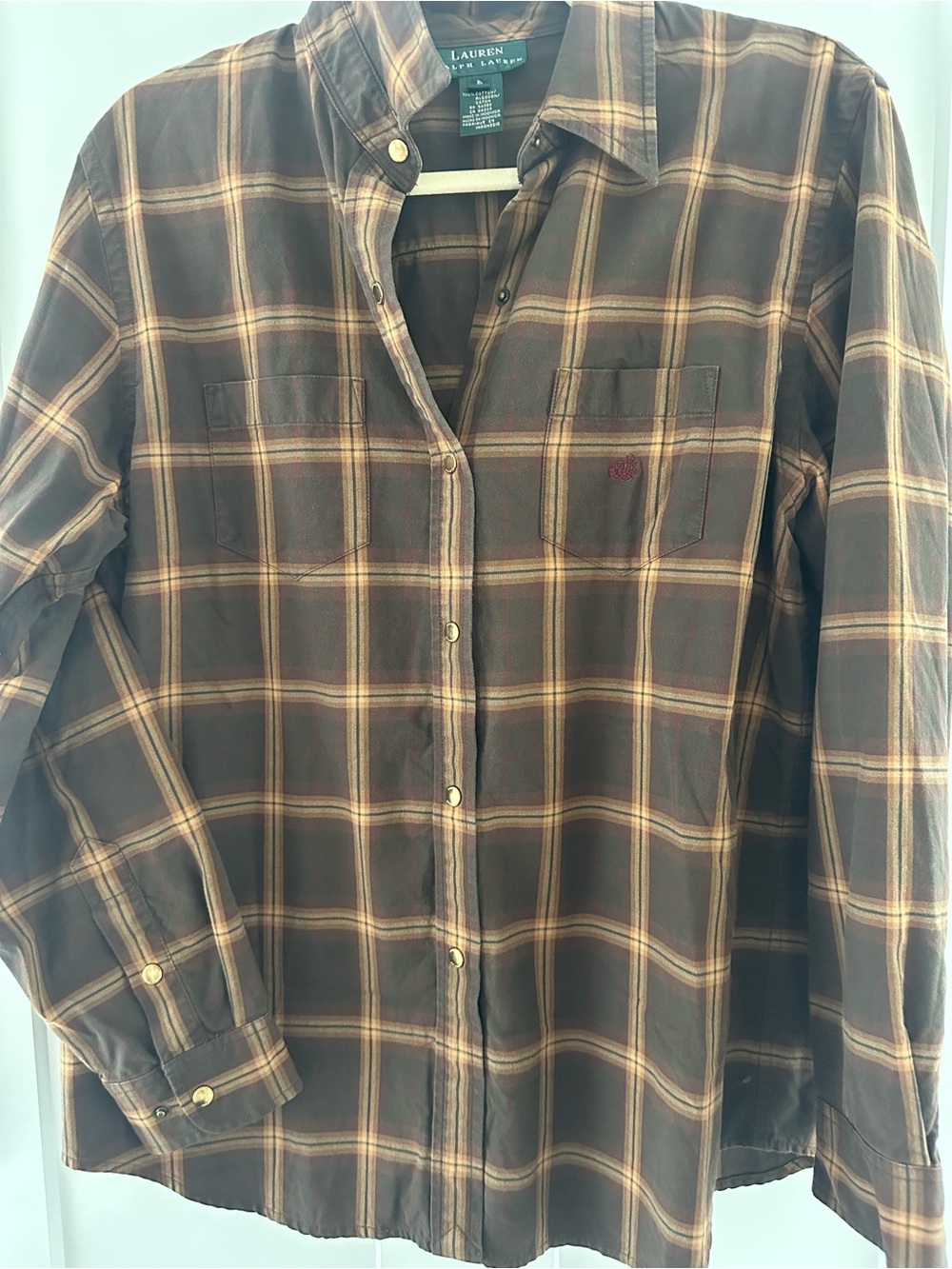Vintage Gold snap Ralph Lauren Plaid Button-Down - Picture 4 of 8